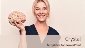  Presentation with brain memory - Slide set featuring young-beautiful-blonde-woman-asking background and a lemonade colored foreground