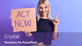  Presentation with now - Cool new theme with young-beautiful-blonde-woman-asking backdrop and a violet colored foreground