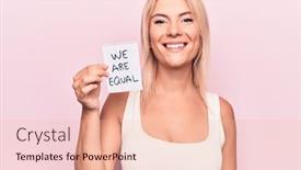  Presentation with equality - Cool new PPT theme with young-beautiful-blonde-woman-asking backdrop and a lemonade colored foreground