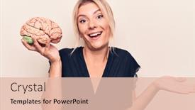  Presentation with brain memory - Presentation theme consisting of young-beautiful-blonde-woman-asking background and a lemonade colored foreground