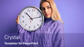  Presentation with clock countdown - Cool new slides with young-beautiful-blonde-woman-doing backdrop and a violet colored foreground