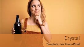  Presentation with beer bottle - Slide set featuring young-beautiful-blonde-woman-drinking background and a gold colored foreground