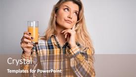  Presentation with healthy juice - Amazing slides having young-beautiful-blonde-woman-drinking backdrop and a coral colored foreground