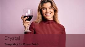  Presentation with teeth - Slide deck having young-beautiful-blonde-woman-drinking background and a tawny brown colored foreground