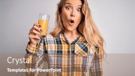  Presentation with healthy juice - Cool new PPT theme with young-beautiful-blonde-woman-drinking backdrop and a coral colored foreground