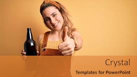  Presentation with drinking contraceptives pharmacy and healthcare - Presentation theme having young-beautiful-blonde-woman-drinking background and a gold colored foreground