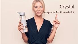  Presentation with water bottle - Slide set having young-beautiful-blonde-woman-drinking background and a lemonade colored foreground