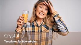  Presentation with healthy juice - Cool new slide deck with young-beautiful-blonde-woman-drinking backdrop and a coral colored foreground