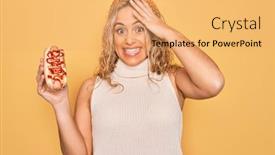  Presentation with dog food - Cool new presentation with young-beautiful-blonde-woman-eating backdrop and a yellow colored foreground