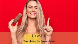  Presentation with protein bar - Slide deck enhanced with young-beautiful-blonde-woman-eating background and a coral colored foreground