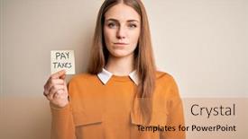  Presentation with taxes - Theme having young-beautiful-blonde-woman-holding background and a coral colored foreground