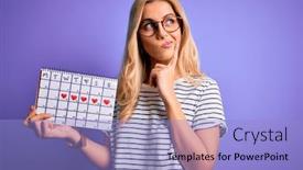  Presentation with control - Amazing presentation having young-beautiful-blonde-woman-holding backdrop and a light blue colored foreground