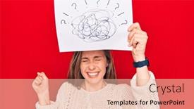  Presentation with chaos - PPT theme having young-beautiful-blonde-woman-holding background and a lemonade colored foreground