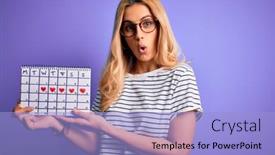  Presentation with fear - PPT theme enhanced with young-beautiful-blonde-woman-holding background and a light blue colored foreground