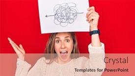  Presentation with chaos - PPT theme with young-beautiful-blonde-woman-holding background and a lemonade colored foreground