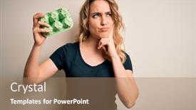  Presentation with idea - Beautiful presentation theme featuring young-beautiful-blonde-woman-holding backdrop and a coral colored foreground