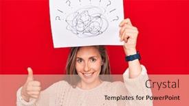  Presentation with chaos - Cool new presentation theme with young-beautiful-blonde-woman-holding backdrop and a lemonade colored foreground