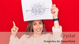  Presentation with chaos - Colorful presentation enhanced with young-beautiful-blonde-woman-holding backdrop and a lemonade colored foreground