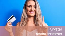  Presentation with blonde holding magnifying glass - Audience pleasing PPT theme consisting of young-beautiful-blonde-woman-holding backdrop and a coral colored foreground