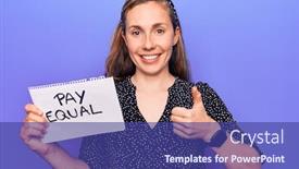  Presentation with protest - Presentation design consisting of young-beautiful-blonde-woman-holding background and a ocean colored foreground