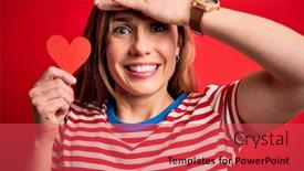 Presentation with shame - Slides enhanced with young-beautiful-blonde-woman-holding background and a red colored foreground