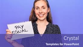  Presentation with protest - Cool new slides with young-beautiful-blonde-woman-holding backdrop and a violet colored foreground