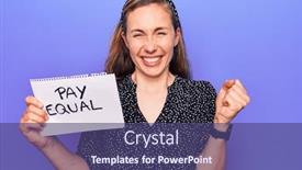  Presentation with protest - Cool new slide set with young-beautiful-blonde-woman-holding backdrop and a violet colored foreground