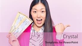  Presentation with airline - Presentation consisting of young-beautiful-blonde-woman-holding background and a coral colored foreground