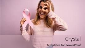  Presentation with cancer - Amazing presentation design having young-beautiful-blonde-woman-holding backdrop and a soft green colored foreground