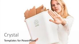  Presentation with recycle - Slide set enhanced with young-beautiful-blonde-woman-holding background and a white colored foreground