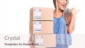  Presentation with mouth - Audience pleasing theme consisting of young-beautiful-blonde-woman-holding backdrop and a sky blue colored foreground