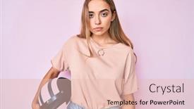  Presentation with attitude - Cool new presentation design with young-beautiful-blonde-woman-holding backdrop and a lemonade colored foreground