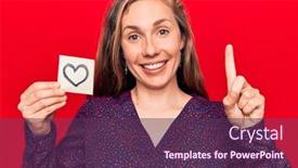  Presentation with romantic - Cool new slide deck with young-beautiful-blonde-woman-holding backdrop and a violet colored foreground