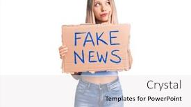  Presentation with fake news - Amazing slide deck having young-beautiful-blonde-woman-holding backdrop and a white colored foreground