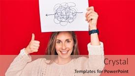  Presentation with chaos - Audience pleasing PPT layouts consisting of young-beautiful-blonde-woman-holding backdrop and a coral colored foreground