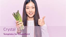  Presentation with asparagus - PPT layouts having young-beautiful-blonde-woman-holding background and a lemonade colored foreground