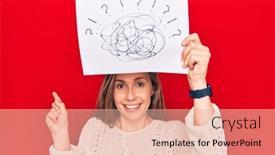  Presentation with chaos - Presentation theme featuring young-beautiful-blonde-woman-holding background and a lemonade colored foreground