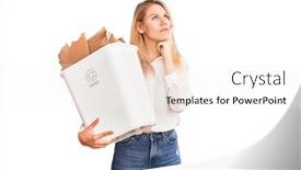  Presentation with recycle - Slide deck featuring young-beautiful-blonde-woman-holding background and a white colored foreground