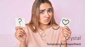  Presentation with question - Theme having young-beautiful-blonde-woman-holding background and a lemonade colored foreground