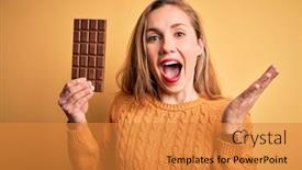  Presentation with victory - Presentation theme with young-beautiful-blonde-woman-holding background and a gold colored foreground