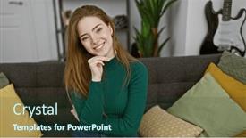  Presentation with colorful - Presentation theme with young-beautiful-blonde-woman-poses and a ocean colored foreground