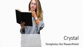  Presentation with reading - Amazing slides having young beautiful blonde woman reading backdrop and a  colored foreground