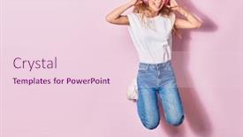  Presentation with listening woman - Amazing presentation theme having young-beautiful-blonde-woman-smiling backdrop and a lemonade colored foreground