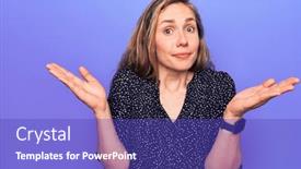  Presentation with idea - Cool new presentation design with young-beautiful-blonde-woman-standing backdrop and a royal blue colored foreground