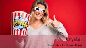  Presentation with movie - Amazing PPT theme having young-beautiful-blonde-woman-watching backdrop and a red colored foreground