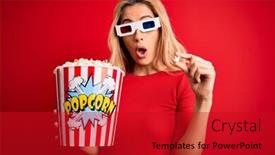 Presentation with snack - Cool new slide set with young-beautiful-blonde-woman-watching backdrop and a crimson colored foreground