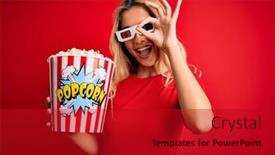  Presentation with snack - Slide set with young-beautiful-blonde-woman-watching background and a crimson colored foreground