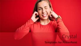  Presentation with noise - Beautiful slides featuring young-beautiful-blonde-woman-wearing backdrop and a crimson colored foreground