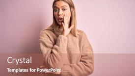  Presentation with talk - Colorful theme enhanced with young-beautiful-blonde-woman-wearing backdrop and a coral colored foreground