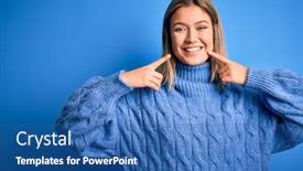  Presentation with winter blue - PPT layouts with young-beautiful-blonde-woman-wearing background and a ocean colored foreground